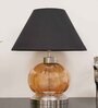 Amalia Black Cotton Shade Night Lamp With Metal & Glass Base