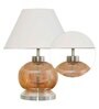 Midwest White Cotton Shade Night Lamp With Metal & Glass Base