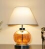 Midwest White Cotton Shade Night Lamp With Metal & Glass Base