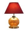 Desmond Maroon Cotton Shade Night Lamp With Metal & Glass Base