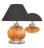 Amalia Black Cotton Shade Night Lamp With Metal & Glass Base