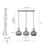 Opaline Globe Linear Cluster Hanging Pendant Light In Smoke Glass And Chrome Finish Metal