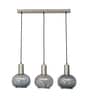 Opaline Globe Linear Cluster Hanging Pendant Light In Smoke Glass And Chrome Finish Metal