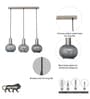 Opaline Globe Linear Cluster Hanging Pendant Light In Smoke Glass And Chrome Finish Metal