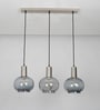 Opaline Globe Linear Cluster Hanging Pendant Light In Smoke Glass And Chrome Finish Metal