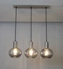 Opaline Globe Linear Cluster Hanging Pendant Light In Smoke Glass And Chrome Finish Metal