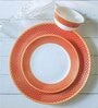 Opalware Dinner Set with Print (Set of 6pcs Dinner Plate, 6pcs Quarter Plate, 6pcs Veg. Bowl, 6pcs Soup Bowl, 6pcs Spoons, 1pc Oval Platter, 2pcs Casserole & 2pcs Glass Lid)