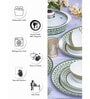 Opalware Dinner Set with Print (Set of 6pcs Dinner Plate, 6pcs Quarter Plate, 6pcs Veg. Bowl, 6pcs Soup Bowl, 6pcs Spoons, 1pc Oval Platter, 2pcs Casserole & 2pcs Glass Lid)