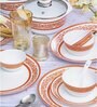 Opalware Dinner Set with Print (Set of 6pcs Dinner Plate, 6pcs Quarter Plate, 6pcs Veg. Bowl, 6pcs Soup Bowl, 6pcs Spoons, 1pc Oval Platter, 2pcs Casserole & 2pcs Glass Lid)