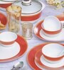 Opalware Dinner Set with Print (Set of 6pcs Dinner Plate, 6pcs Quarter Plate, 6pcs Veg. Bowl, 6pcs Soup Bowl, 6pcs Spoons, 1pc Oval Platter, 2pcs Casserole & 2pcs Glass Lid)