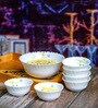 Opalware Pudding Bowl Set (Set of 6pcs Small Bowl & 1pc Large Bowl)