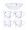 Opalware Regalia Gift Set of 4pcs Ricca Mug & 1pc Multipurpose Bowl