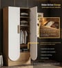 Opera Luxury 2 Door Wardrobe With Hidden Storage & Locker In Light Walnut & Frosty White Colour