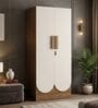 Opera Luxury 2 Door Wardrobe With Hidden Storage & Locker In Light Walnut & Frosty White Colour