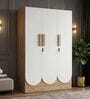 Opera Luxury 3 Door Wardrobe With Hidden Storage & Locker In Light Walnut & Frosty White Colour