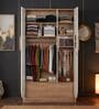 Opera Luxury 3 Door Wardrobe With Hidden Storage & Locker In Light Walnut & Frosty White Colour