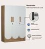 Opera Luxury 3 Door Wardrobe With Hidden Storage & Locker In Light Walnut & Frosty White Colour