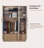 Opera Luxury 3 Door Wardrobe With Hidden Storage & Locker In Light Walnut & Frosty White Colour
