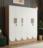 Opera Luxury 5 Door Wardrobe With Hidden Storage & Locker In Light Walnut & Frosty White Colour