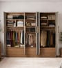 Opera Luxury 5 Door Wardrobe With Hidden Storage & Locker In Light Walnut & Frosty White Colour