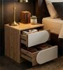Opera Luxury Bed Side Table In Light Walnut & Frosty White Colour
