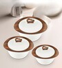 Oppal Dark Brown Plastic & Steel Thermoware Casserole (Set of 3)