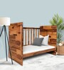 Optimus 3-in-1 Sheesham Wood Crib-cum-Bed-cum-Sofa In Natural Finish
