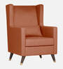 Opulence Fabric Wing Chair In Terracotta Finish With Ottoman