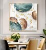 Opulent Blue Gold Flora Glass Finish Square Wall Art