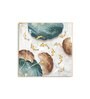 Opulent Blue Gold Flora Glass Finish Square Wall Art