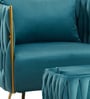 Opulent Majesty Velvet Fabric Barrel Chair With Ottoman Footrest In Teal Colour