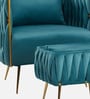 Opulent Majesty Velvet Fabric Barrel Chair With Ottoman Footrest In Teal Colour
