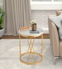 Opulent Marble End Table In Golden Finish