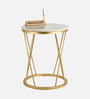 Opulent Marble End Table In Golden Finish