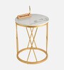 Opulent Marble End Table In Golden Finish