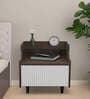 Opulon Bedside Table In SprIng Walnut & Frosty White Glossy Color