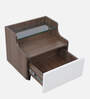 Opulon Bedside Table In SprIng Walnut & Frosty White Glossy Color