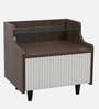 Opulon Bedside Table In SprIng Walnut & Frosty White Glossy Color