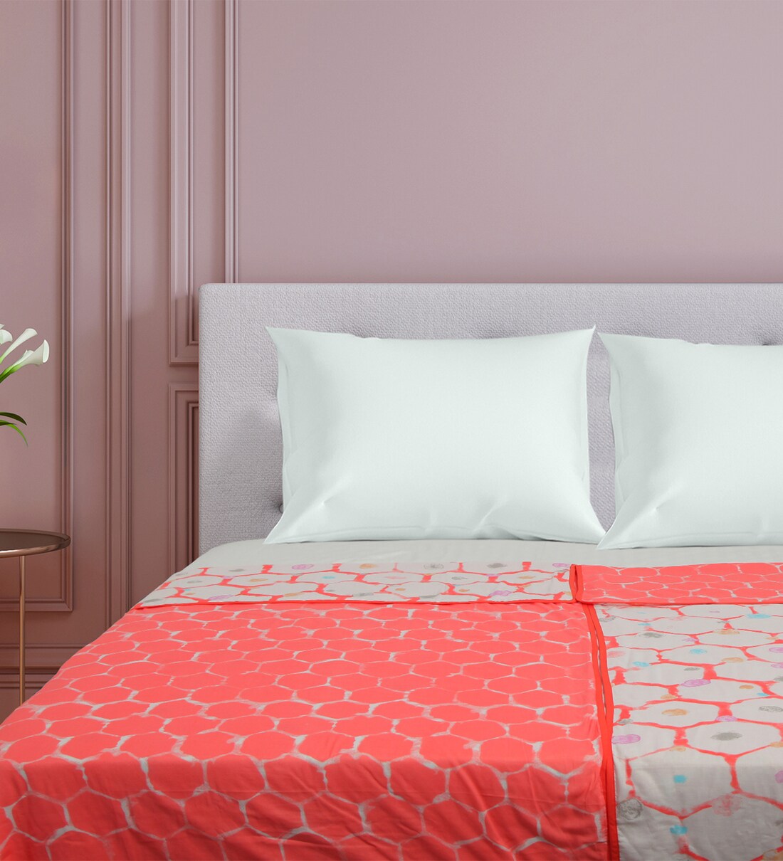 Buy Orange Abstract 100 Cotton Reversible Single Bed Dohar (Set of 2