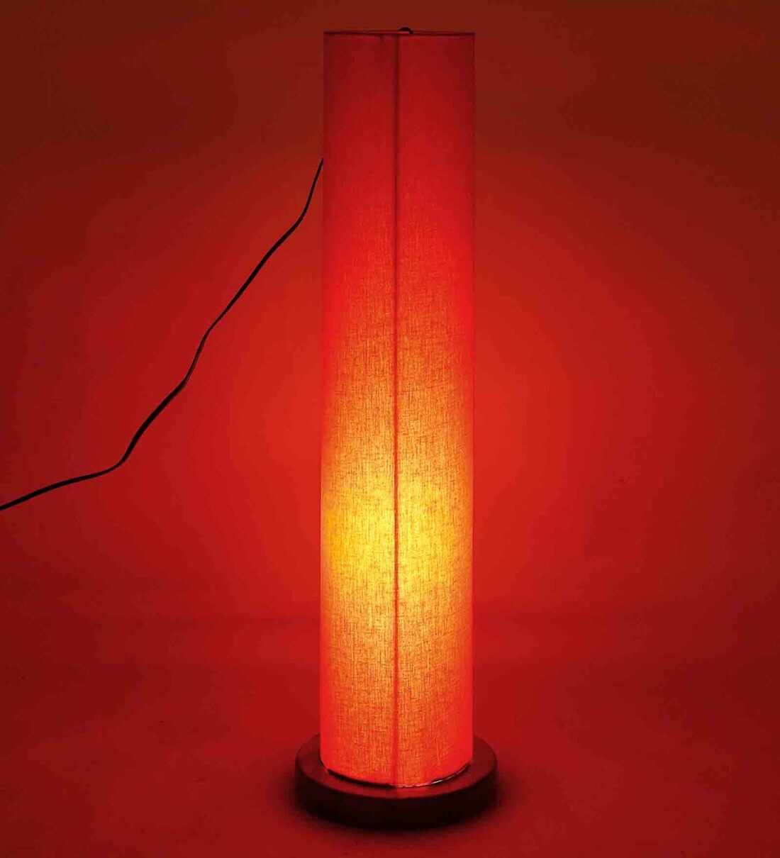 Buy Orange Cotton Shade Floor Lamp with Natural Wood Base by New Era