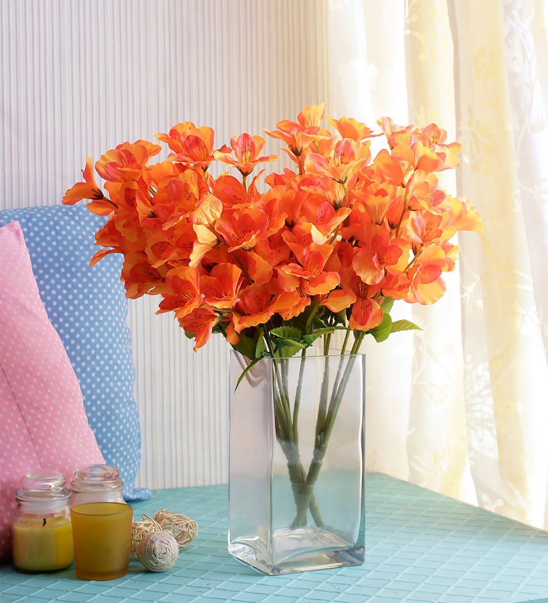 Buy Orange Fabric Gardenia Artificial Flower By Fourwalls - Set Of 3 Online  - Artificial Flowers - Artificial Flowers - Home Decor - Pepperfry Product