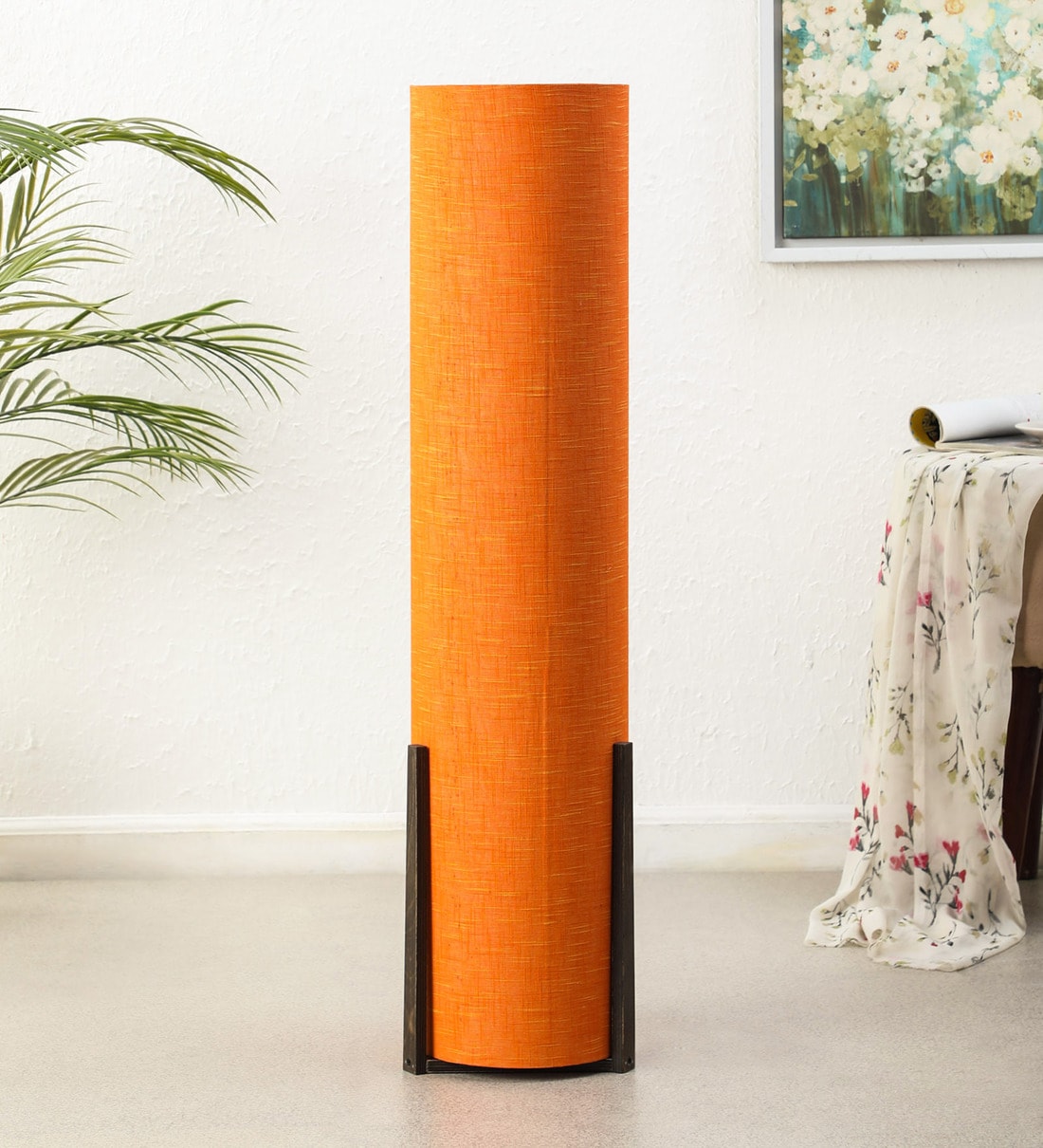 Buy Orange Fabric Shade Floor Lamp With Brown Base Casacraft By