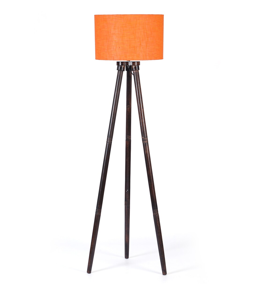Buy Orange Fabric Shade Tripod Floor Lamp With Brown Base By Sanded
