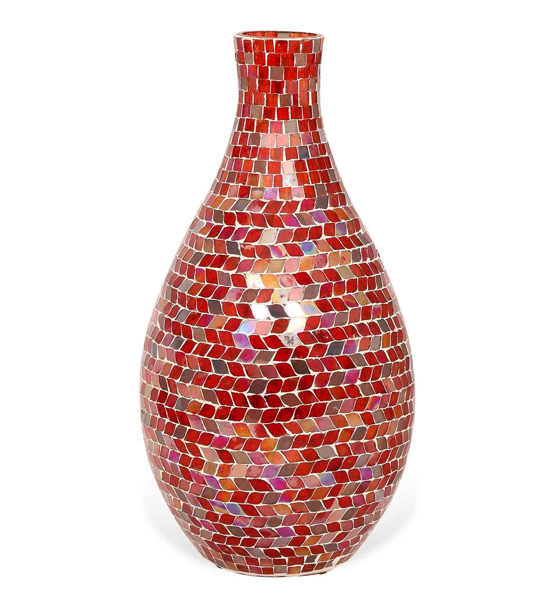 Buy Orange Glass Mosaic Leafy Bottle Vase by home Online Eclectic
