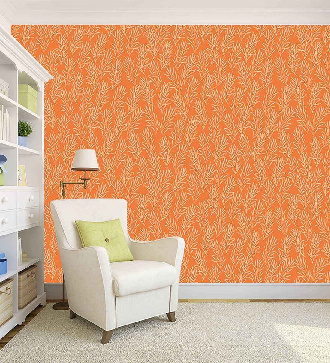 Buy Orange Leafs Pattern Peel And Stick Self Adhesive Waterproof Hd Wallpaper By 100yellow Online Natural Floral Wallpapers Furnishings Home Decor Pepperfry Product