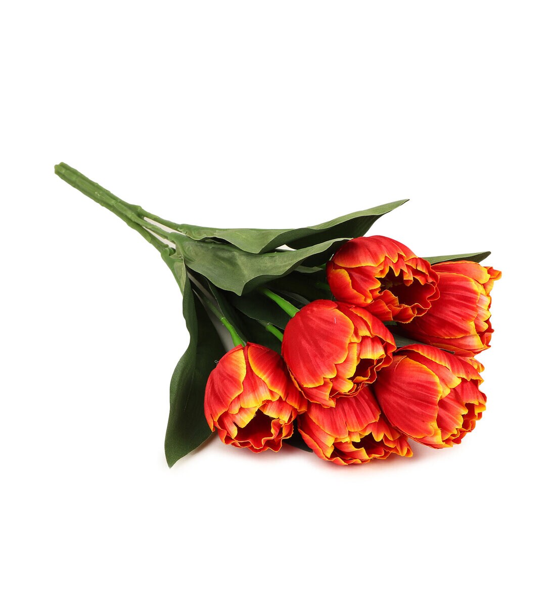 Buy Orange Polyester Artificial Tulip Flower Without Pot by Tied