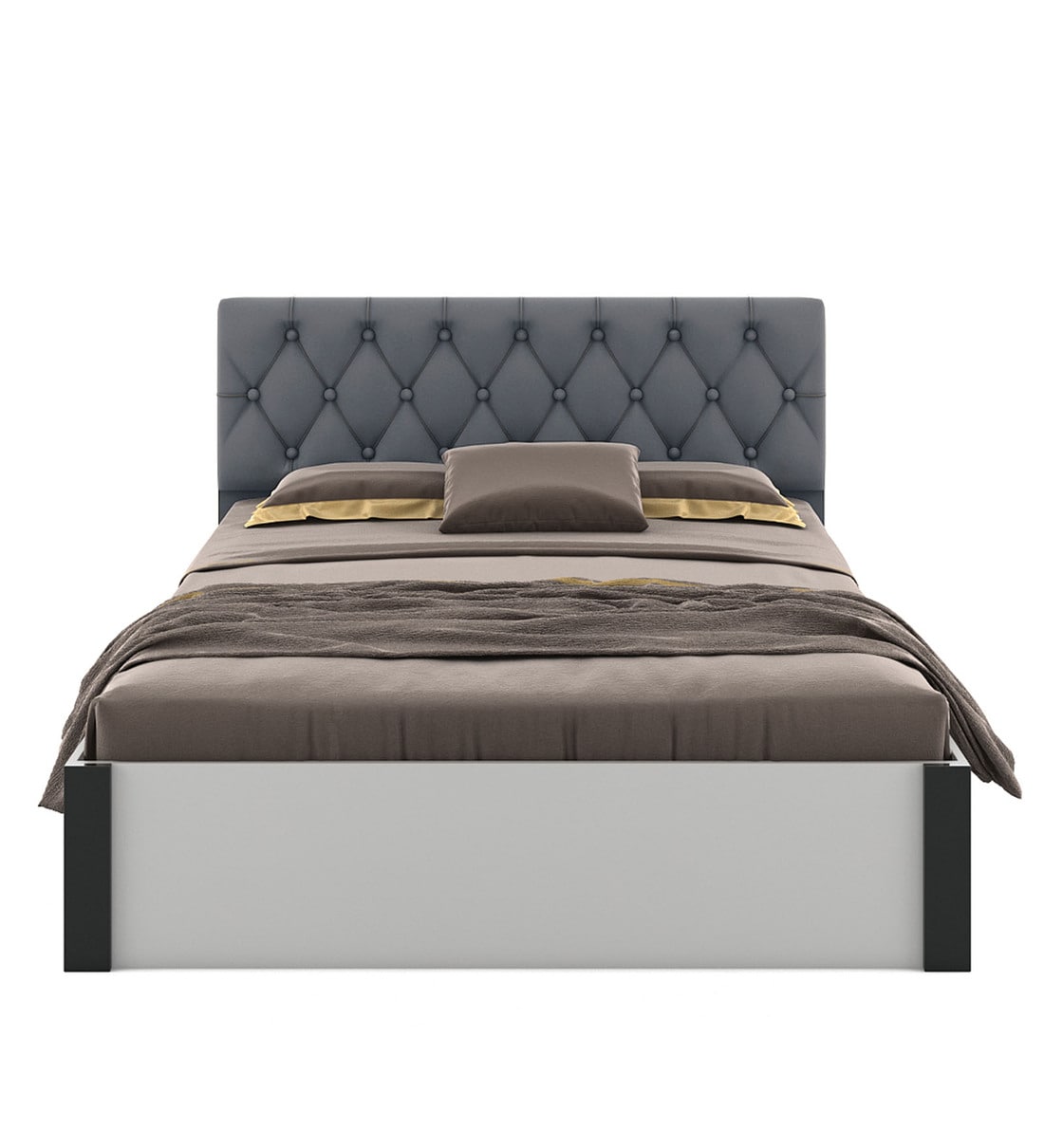 Buy Orbit Queen Size Bed in Frosty White Finish with Box Storage by A