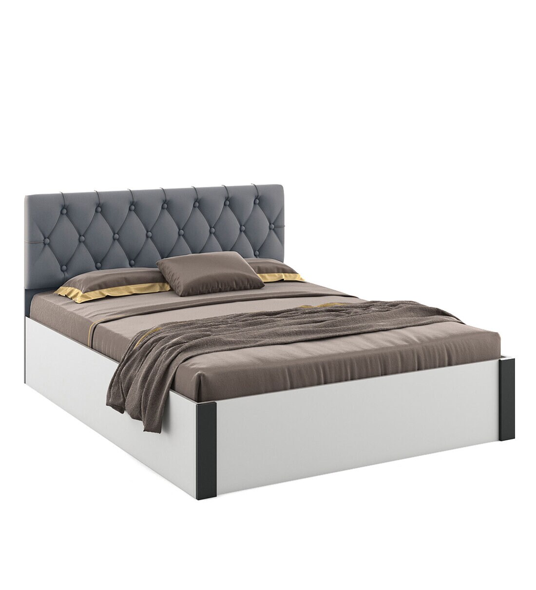 Buy Orbit Queen Size Bed in Frosty White Finish with Hydraulic Storage