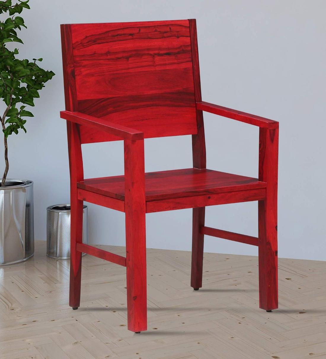 Buy Oriel Sheesham Wood Arm Chair In Spicy Red Finish Online Arm