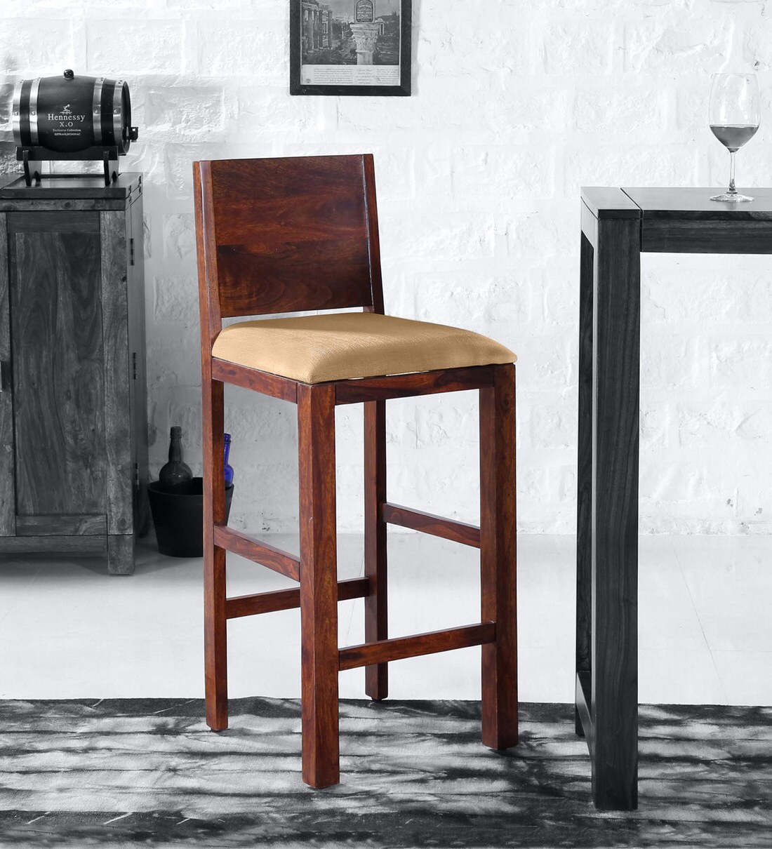 Buy Oriel Solid Wood Bar Stool in Honey oak Finish at 4 OFF by